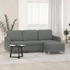 Image de Canapé À 3 Places Avec Repose-pieds Gris Foncé 180 Cm Tissu Vidaxl