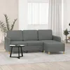 Image de vidaXL Canapé à 3 places avec repose-pieds Gris foncé 180 cm Tissu 3201193