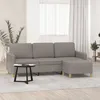 Image de vidaXL Canapé à 3 places avec repose-pieds Taupe 180 cm Tissu 3201199