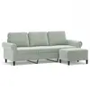 Image de Canapé À 3 Places Avec Repose-pieds Gris Clair 180 Cm Velours Vidaxl
