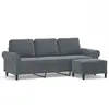 Image de Canapé À 3 Places Avec Repose-pieds Gris Foncé 180 Cm Velours Vidaxl