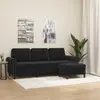 Image de Canapé À 3 Places Avec Repose-pieds Noir 180 Cm Velours Vidaxl