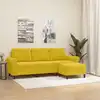 Image de Canapé À 3 Places Avec Repose-pieds Jaune 180 Cm Velours Vidaxl