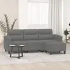 Image de Canapé 3 Places Repose-pieds Gris Foncé 180 Cm Tissu Microfibre Vidaxl