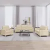 Image de Ensemble De Canapés 3 Pcs Avec Coussins Crème Tissu Vidaxl