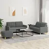 Image de Ensemble De Canapés 3 Pcs Avec Coussins Gris Foncé Tissu Vidaxl
