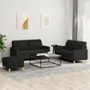 Image de Ensemble De Canapés 3 Pcs Avec Coussins Noir Tissu Vidaxl