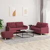 Image de Ensemble De Canapés 3 Pcs Avec Coussins Rouge Bordeaux Tissu Vidaxl