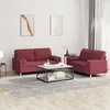 Image de Ensemble De Canapés 2 Pcs Avec Coussins Rouge Bordeaux Tissu Vidaxl