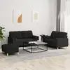 Image de Ensemble De Canapés 3 Pcs Avec Coussins Noir Tissu Vidaxl