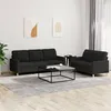 Image de Ensemble De Canapés 2 Pcs Avec Coussins Noir Tissu Vidaxl