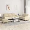 Image de Ensemble De Canapés 3 Pcs Avec Coussins Crème Tissu Vidaxl