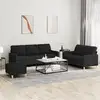 Image de Ensemble De Canapés 3 Pcs Avec Coussins Noir Tissu Vidaxl