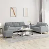 Image de Ensemble De Canapés 3 Pcs Coussins Gris Clair Tissu Vidaxl