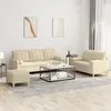 Image de Ensemble De Canapés 3 Pcs Avec Coussins Crème Tissu Vidaxl