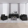 Image de Ensemble De Canapés 3 Pcs Avec Coussins Noir Similicuir Vidaxl