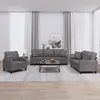 Image de Ensemble De Canapés 3 Pcs Avec Coussins Gris Similicuir Vidaxl