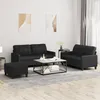 Image de Ensemble De Canapés 3 Pcs Avec Coussins Noir Similicuir Vidaxl