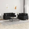 Image de Ensemble De Canapés 2 Pcs Avec Coussins Noir Similicuir Vidaxl