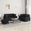 Image de Ensemble De Canapés 3 Pcs Avec Coussins Noir Similicuir Vidaxl