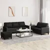Image de Ensemble De Canapés 3 Pcs Avec Coussins Noir Similicuir Vidaxl