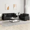 Image de Ensemble De Canapés 2 Pcs Avec Coussins Noir Similicuir Vidaxl