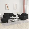 Image de Ensemble De Canapés 3 Pcs Avec Coussins Noir Similicuir Vidaxl
