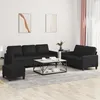 Image de Ensemble De Canapés 3 Pcs Avec Coussins Noir Similicuir Vidaxl