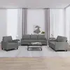 Image de Ensemble De Canapés 3 Pcs Avec Coussins Gris Foncé Tissu Vidaxl