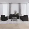Image de Ensemble De Canapés 3 Pcs Avec Coussins Noir Tissu Vidaxl