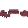 Image de Ensemble De Canapés 4 Pcs Avec Coussins Rouge Bordeaux Tissu Vidaxl