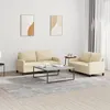 Image de Ensemble De Canapés 2 Pcs Avec Coussins Crème Tissu Vidaxl