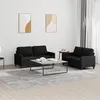 Image de Ensemble De Canapés 2 Pcs Avec Coussins Noir Tissu Vidaxl