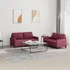 Image de Ensemble De Canapés 2 Pcs Avec Coussins Rouge Bordeaux Tissu Vidaxl