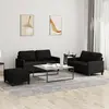 Image de Ensemble De Canapés 3 Pcs Avec Coussins Noir Tissu Vidaxl
