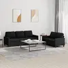 Image de Ensemble De Canapés 2 Pcs Avec Coussins Noir Tissu Vidaxl