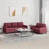 Image de Ensemble De Canapés 2 Pcs Avec Coussins Rouge Bordeaux Tissu Vidaxl