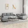 Image de Ensemble De Canapés 3 Pcs Avec Coussins Gris Clair Tissu Vidaxl