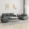 Image de Ensemble De Canapés 3 Pcs Avec Coussins Gris Foncé Tissu Vidaxl