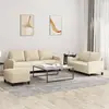 Image de Ensemble De Canapés 3 Pcs Avec Coussins Crème Tissu Vidaxl