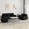 Image de Ensemble De Canapés 3 Pcs Avec Coussins Noir Tissu Vidaxl