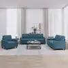 Image de Ensemble De Canapés 3 Pcs Avec Coussins Bleu Velours Vidaxl