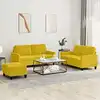 Image de Ensemble De Canapés 3 Pcs Avec Coussins Jaune Velours Vidaxl