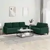 Image de Ensemble De Canapés 2 Pcs Avec Coussins Vert Foncé Velours Vidaxl