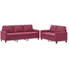 Image de Ensemble De Canapés 2 Pcs Avec Coussins Rouge Bordeaux Velours Vidaxl