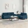 Image de Ensemble De Canapés 2 Pcs Avec Coussins Bleu Velours Vidaxl
