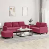 Image de Ensemble De Canapés 3 Pcs Avec Coussins Rouge Bordeaux Velours Vidaxl