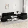 Image de Ensemble De Canapés 3 Pcs Avec Coussins Noir Velours Vidaxl