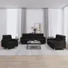 Image de Ensemble De Canapés 3 Pcs Avec Coussins Noir Tissu Vidaxl
