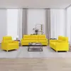 Image de Ensemble De Canapés 3 Pcs Avec Coussins Jaune Clair Tissu Vidaxl